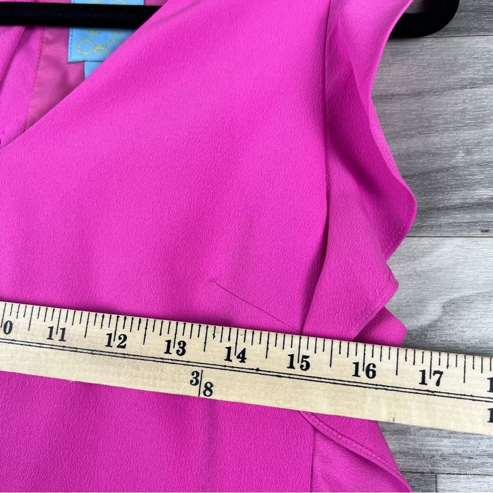 CeCe Brand‎ Womens Pink V-neck Ruffle Sleeveless Dress - Picture 8 of 8